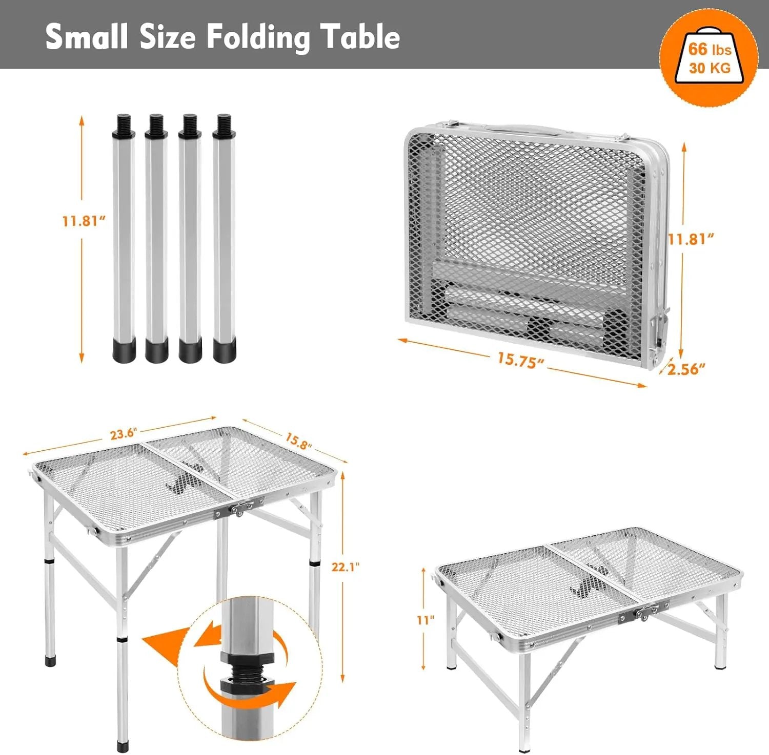 Folding Table, Easy for Storage, Compact and Portable Picnic Table for Grill, Outdoor Camping, Garden, Patio, Dining, BBQ, Party, Market, 2Ft (Small, Silver) by GreenHaven Gardens