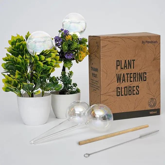 4 Pcs Iridescent Self Watering Globes, Glass Rainbow Plant Watering Globes, Self Watering Planter Insert, Automatic Plant Waterer Indoor, Plant Watering Devices, Plant Water Globes, Watering Bulb by GreenHaven Gardens