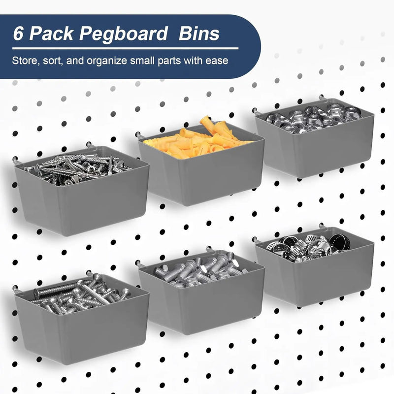 17-in-1 Pegboard Hooks Assortment - 143 Pcs 14 Sizes Peg Board Organizer Accessories Kit with 6 Pegboard Bins, 30 Silicone & 42 Stainless Steel Peg Hook Locks for 1/4" and 1/8" Pegboards Hanging Tools by GreenHaven Gardens