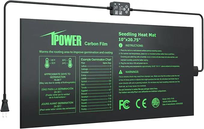 iPower Seedling Heat Mat for Plants with Dual Digital Temperature Controller, 10" x 20.75", Black by GreenHaven Gardens