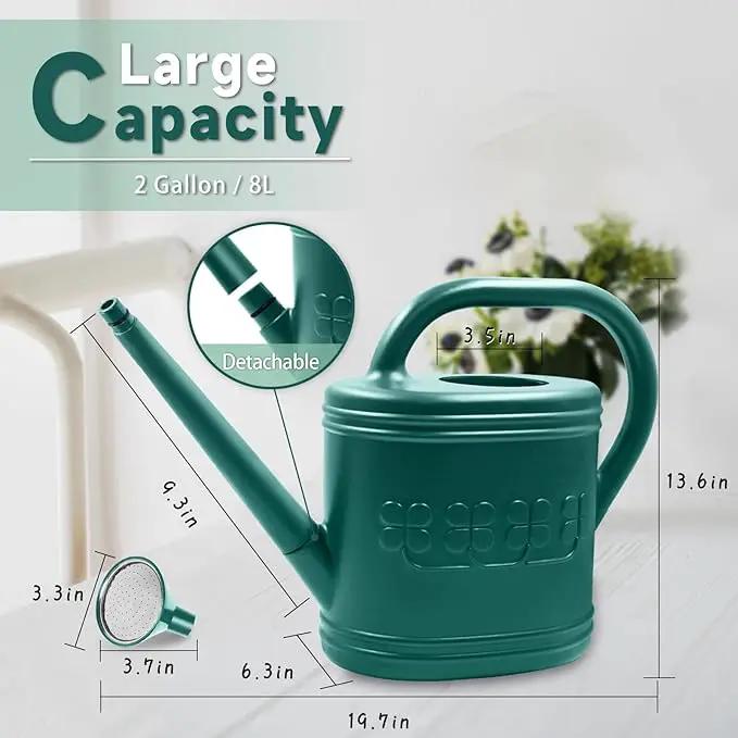 2 Gallon Watering Can, Outdoor Watering Can for Plants, Garden Water Can with Removable Long Spout and Stainless Steel Sprinkler Head, Large Water Can for Greenhouse (Dark Green, 2 Gallon) by GreenHaven Gardens