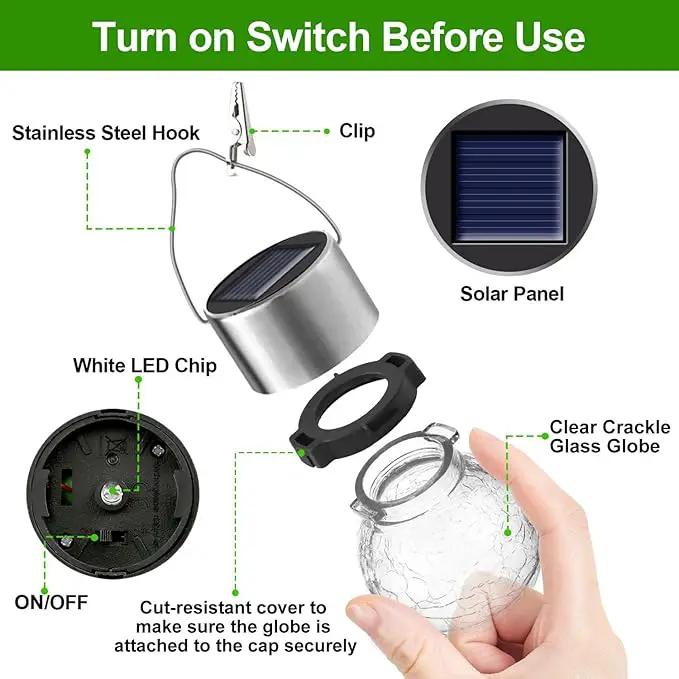 32 Pack Hanging Solar Lights Outdoor Decorative, Waterproof Solar Globe Lantern with Handle and Clip, Solar Powered Cracked Glass Ball Lights for Garden Yard Patio, Fence Tree Umbrella, Holiday Décor by GreenHaven Gardens