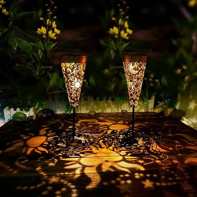 DIBIEECN 2 Pack Sun and Moon Solar Pathway Lights Outdoor,Metal Garden Decorations Outdoor Lights with Patterns and Warm Light,Waterproof Landscape Lighting for Path Patio Backyard Walkway Yard by GreenHaven Gardens