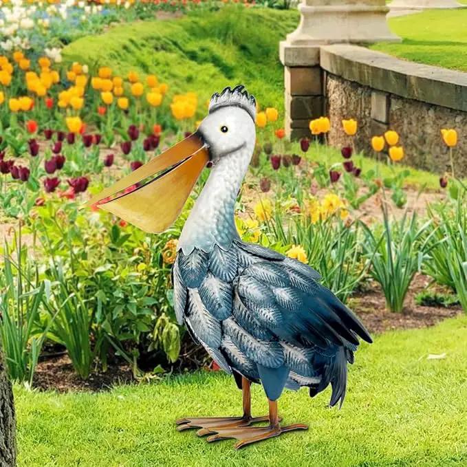 Kircust Pelican Statues, Garden Outdoor Decor Yard Art, Coastal Ocean Metal Bird Sculpture Ornament for Backyard Porch Patio Pond Decorations by GreenHaven Gardens