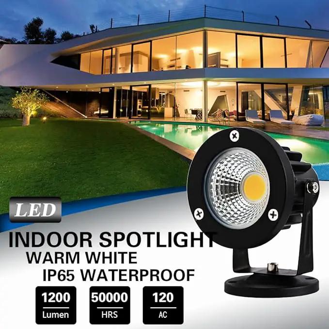 12W LED Landscape Spotlight,120V Landscape Lighting Outdoor for Mounted Flag Pole Light,IP65 Landscape Lights Warm White Garden Decorative Lamp 6FT Cord with US 3 Prong (Base,Stake Included) by GreenHaven Gardens