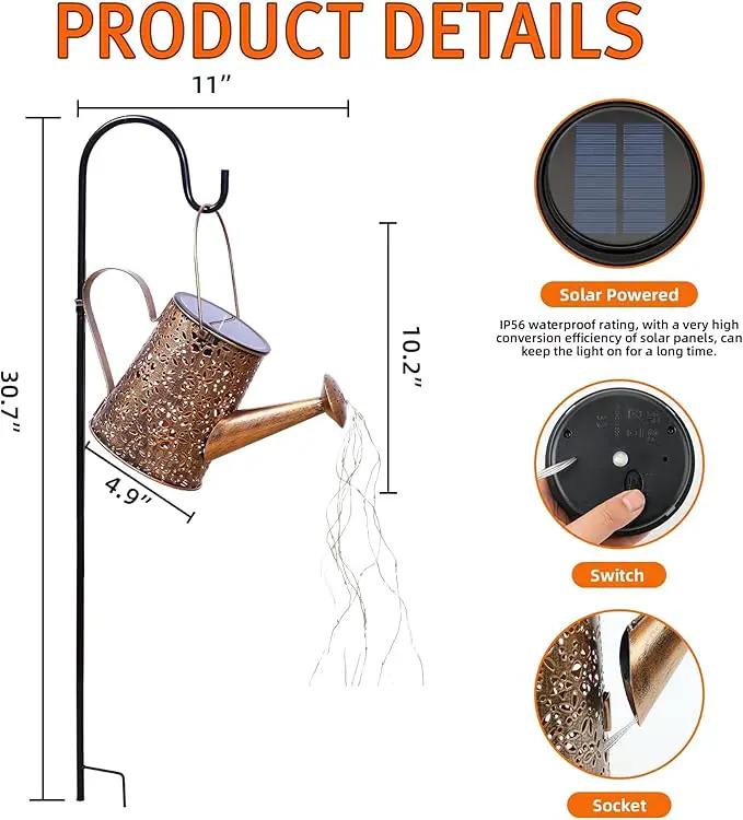 Otdair Solar Lights Outdoor Garden Decor, Metal Flower Solar Watering Can Lights with 2 Lighting Modes, Outdoor Decorations for Yard, Garden, Patio, Pathway, Christmas, Gift for Mom Grandma by GreenHaven Gardens