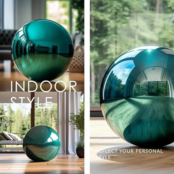 10 Inch Stainless Steel Gazing Globe,v2croft Hollow Ball Mirrored Surface Polished Shiny Sphere,Garden Stainless Steel Gazing Ball for Outdoor Lawn Pond Yard Ornament(Light Blue) by GreenHaven Gardens