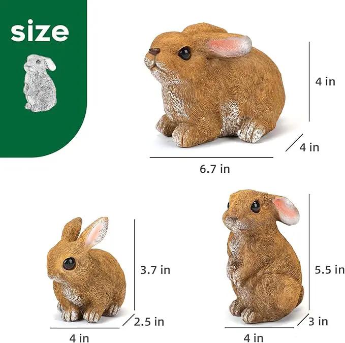Bunny Decor Yard Decorations Outdoor Set of 3, Bunny Decorations for Home Garden Outdoor Statues, Easter Rabbit Figurines mom Gifts by GreenHaven Gardens