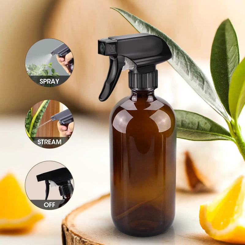 Wedama Amber Glass Spray Bottles, 16 oz Glass Spray Bottles for Cleaning Solutions and Essential Oils, Refillable Empty Spray Bottle with Adjustable Nozzles for Alcohol, Plant and Hair Care (1 Pack) by GreenHaven Gardens