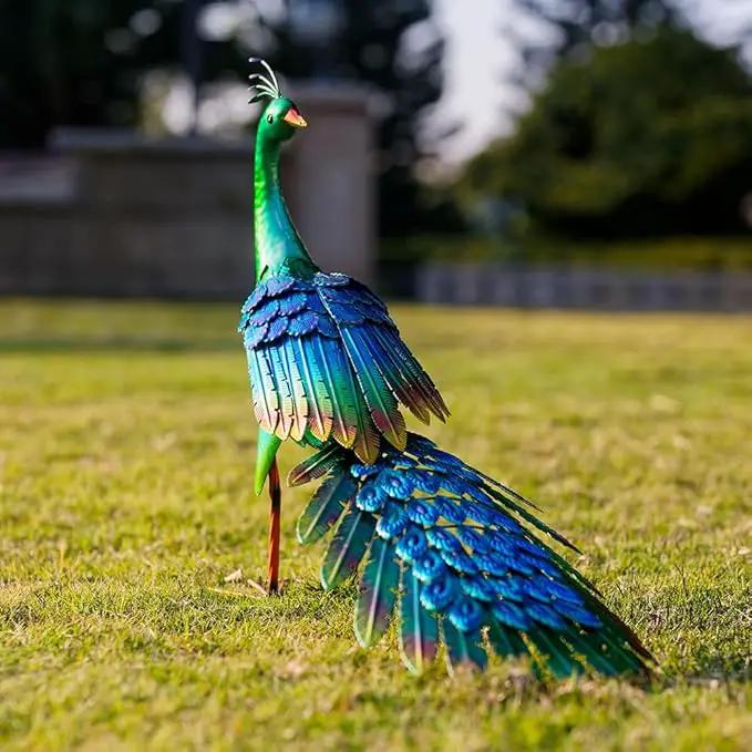 DREAMSOUL Garden Statues for Outside Metal Peacock Statue Peacock Garden Decor for Yard Art Decoration by GreenHaven Gardens