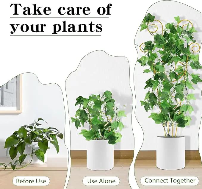 ZOUTOG Trellis for Climbing Plants Indoor 30 Inch, Houseplant Trellis for Potted Plants Metal 4Pcs for Vine Ivy Flower Support,Moon Shape,Golden by GreenHaven Gardens