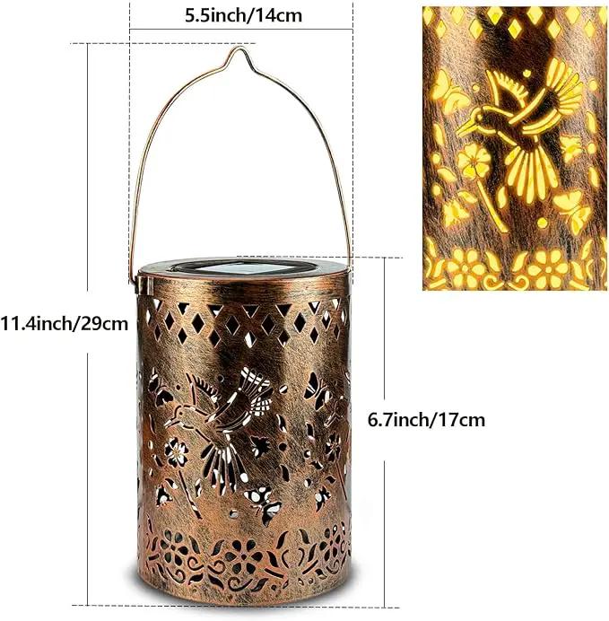 Solar Lanterns Outdoor Waterproof Hummingbird Garden Decor Birthday Gifts for Women Mom Grandma Hanging Solar Lights Lantern Metal Decoration Outside for Yard, Patio, Backyard, Porch by GreenHaven Gardens