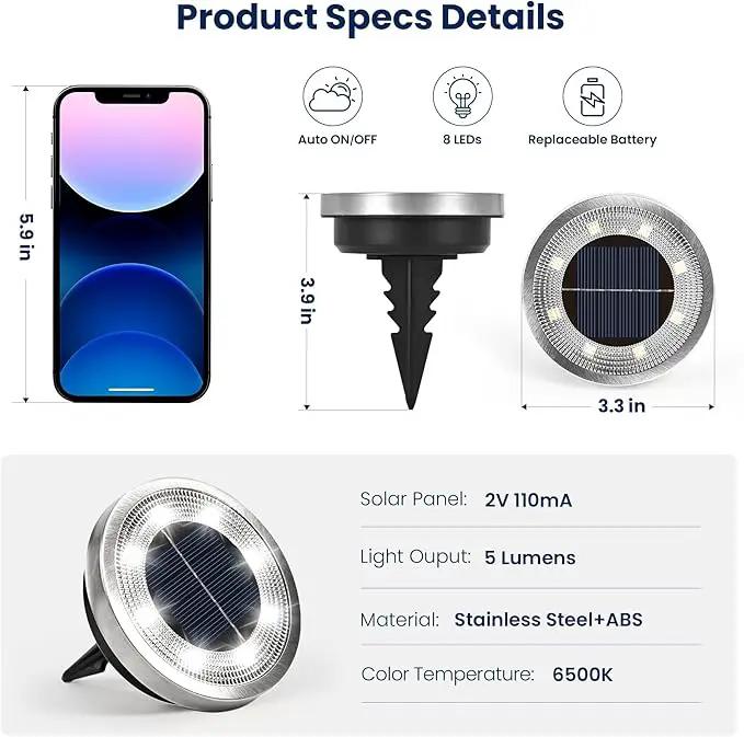SOLPEX 8 Pack Solar Ground Lights Outdoor Waterproof, Solar Powered Pathway Lights, Landscape Lighting for Garden Walkway Driveway Backyard Decor (Cool White) by GreenHaven Gardens