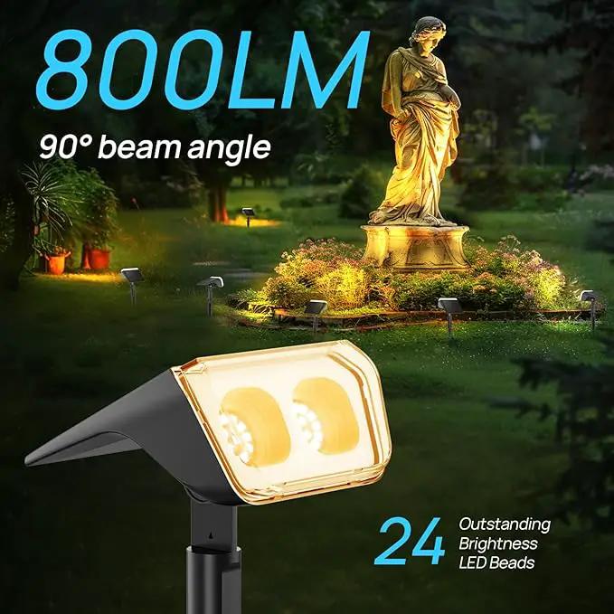 Consciot Solar Spot Lights Outdoor Waterproof, 24 LED Dusk-to-Dawn Solar Spotlight, 2 in 1 Adjustable Wall Lights, Warm White Solar Landscape Spotlights for Garden Yard Wall Walkway, 4 Pack by GreenHaven Gardens
