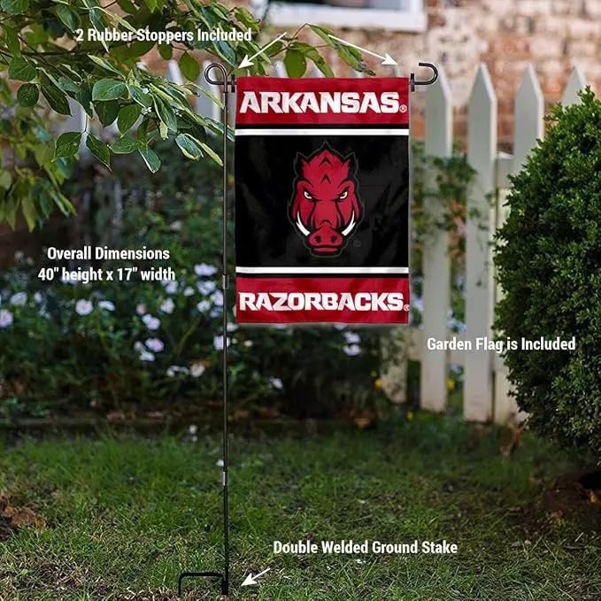College Flags & Banners Co. Arkansas Razorbacks Garden Flag with Stand Holder by GreenHaven Gardens