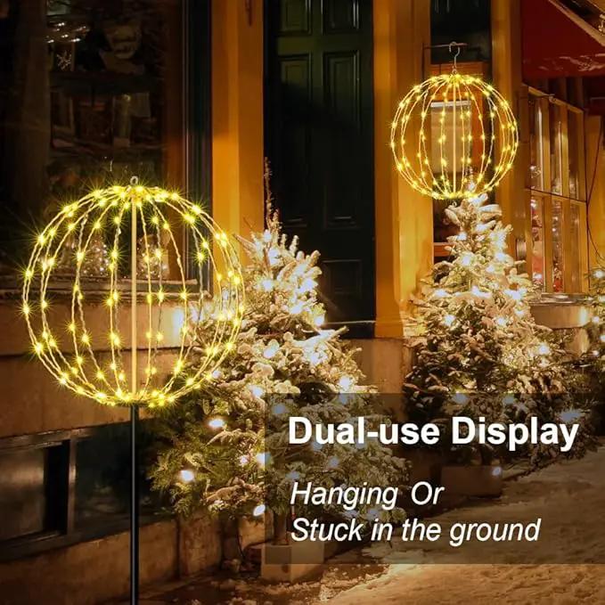 Lightshare 16IN 128LED Light Ball Yard Decoration Pathway Lights Sphere Light with Fold Flat Metal Frame Indoor Outdoor Waterproof Garden Lights, Plug in by GreenHaven Gardens