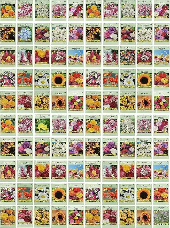 Set of 1000 Assorted Valley Green Flower Seed Packets! Flower Seeds in Bulk - 20+ Varieties Available! (1000) by GreenHaven Gardens