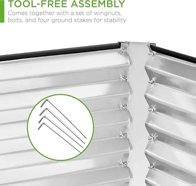 Best Choice Products 8x4x2ft Outdoor Metal Raised Garden Bed, Deep Root Planter Box for Vegetables, Flowers, Herbs, and Succulents w/ 478 Gallon Capacity - White by GreenHaven Gardens