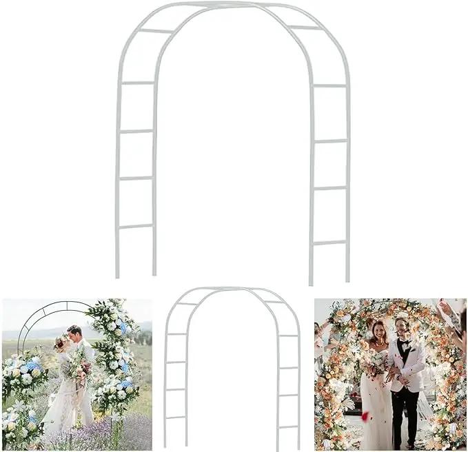 Adorox Metal Garden Arch Trellis for Climbing Plants 7.8ft Outdoor Arch Wedding Halloween Christmas Vine Trellis Pumpkin Archway Assemble Freely 2 Sizes White by GreenHaven Gardens