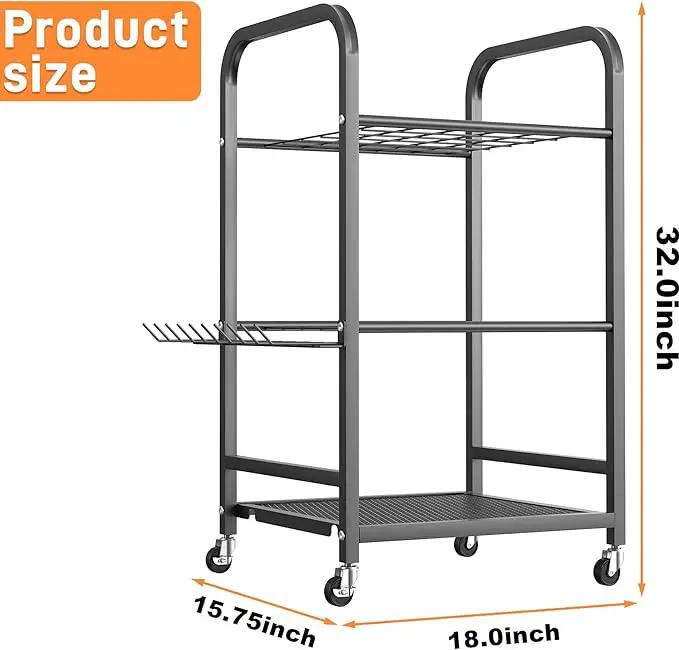TORACK Garden Tool Organizer Stand with Wheels, Rakes Shovels Yard Tools Stand for Garage, Shed, Garden, Indoor/Outdoor Long-Handled Tools Cart by GreenHaven Gardens