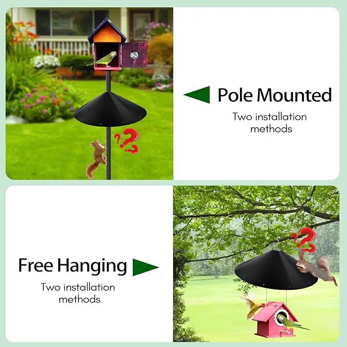 24-inch Large Outdoor Squirrel Baffles for Bird Feeders Pole, Baffle with Metal Frame, Squirrel Guard for Bird Houses, Two Way Use, Black Color by GreenHaven Gardens