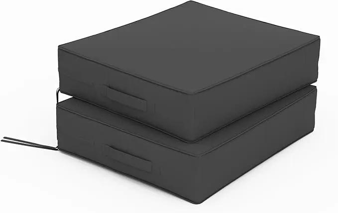 Patio Chair Cushions 18.5 X 16 X 4 Inch Waterproof Outdoor Seat Cushions for Patio Furniture, Outdoor Sofa Couch Pads with Ties & Handle, Set of 2, Grey by GreenHaven Gardens