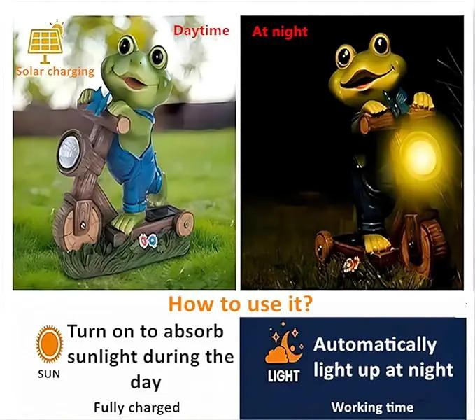 Solar Garden Frog, Outdoor Garden Decor, Animal Garden Statue, Fairy Garden Accessories,Patio,Yard,Balcony Decorations, Lawn Ornament, Housewarming, Birthday,Mothers Day Mom Gifts. by GreenHaven Gardens