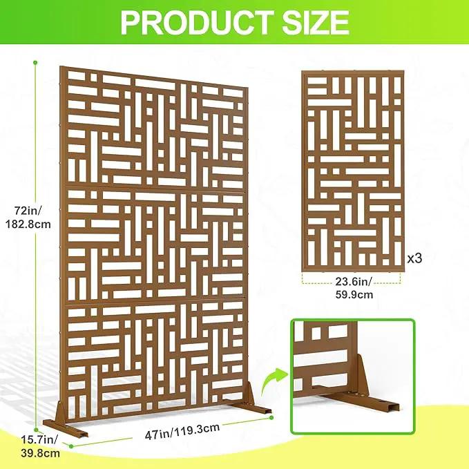 Outdoor Privacy Screen,72" H×47" W Metal Privacy Screen, Freestanding Privacy Fence Panels for Patio by GreenHaven Gardens