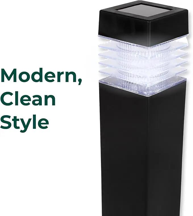 TECHKO Solar Small Bollard Rectangular Pathway Lights – 4-Pack, Dusk-to-Dawn, Weather-Resistant Outdoor LED Lighting by GreenHaven Gardens