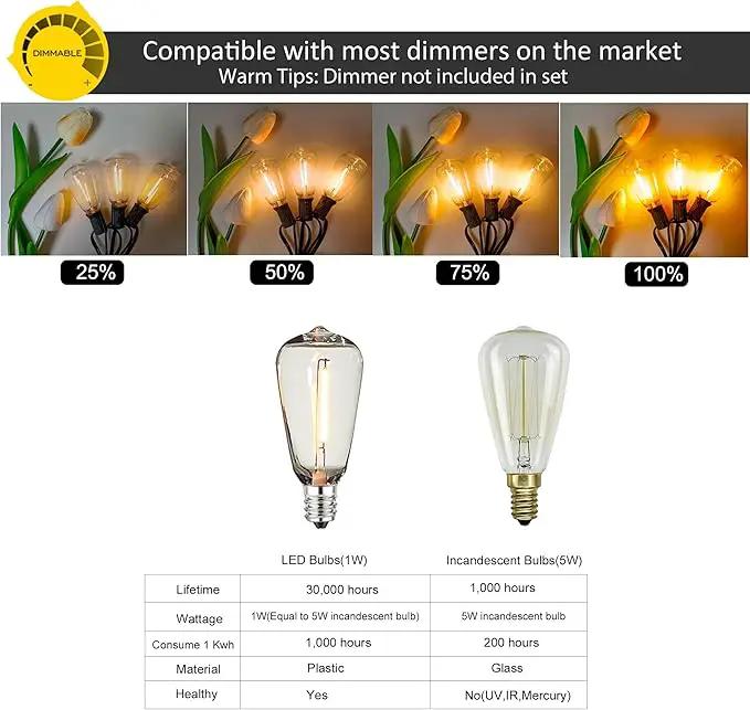 DAMAING Outdoor String Lights 50 FT Waterproof Patio Light String Lights with 27 ST38 Vintage Shatterproof LED Edison Bulbs,Retro Connectable Bistro Lights for Backyard Gazebo Balcony. by GreenHaven Gardens