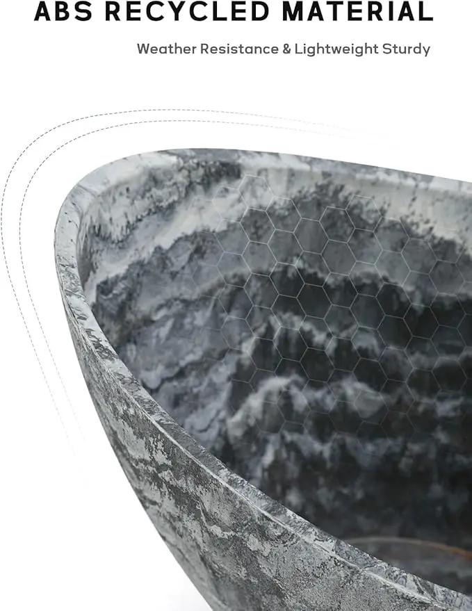 LaDoVita Plant Pots with Drainage Holes, 12 Inch Large Planters for Indoor Plants, Plastic Flower Pots Outdoor, 2 Pack, Marble Pattern Grey by GreenHaven Gardens