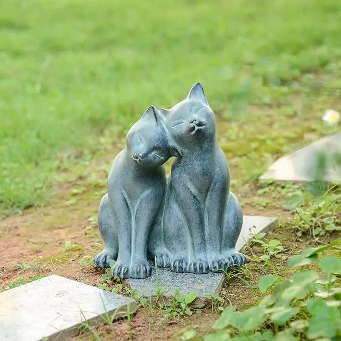 Newman House Studio Garden-Statues Cats Kitten-Couple Figurines Decor - Polyresin Sculpture for Outside Farmhouse Yard, 8.9 * 8.3 * 10.9 Inch by GreenHaven Gardens