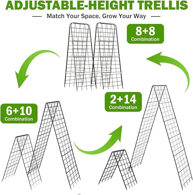 Heavy Duty 50"x17" Adjustable A-Frame Trellis for Climbing Plants – Rust-Proof Metal Garden Trellis with Dense Grid Design, Perfect for Raised Beds, Tomatoes, Cucumbers & Outdoor Vines (Black, 1 Pcs) by GreenHaven Gardens