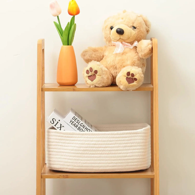 Small Storage Baskets for Organizing | Closet Organizer Bins | Shelf Toy Basket | Woven Rope Baskets | Cube Decorative Box | Shallow Basket | 11.5x7.5x4.7” | 4 Packs Off White by GreenHaven Gardens