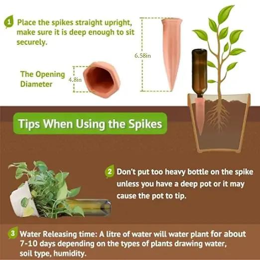 10 Pcs Clay Self Watering Planter Insert Self Watering Spikes Vacation Plant Watering Devices Used in Holidays by GreenHaven Gardens