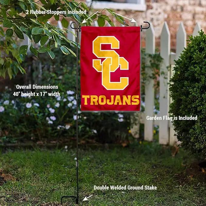College Flags & Banners Co. USC Trojans SC Logo Garden Flag with Stand Holder by GreenHaven Gardens
