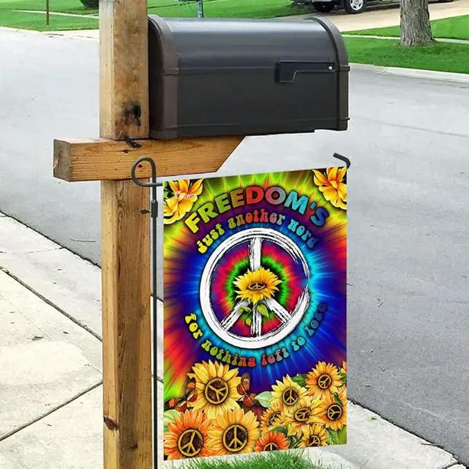 FLAGWIX Sunflower Hippie Peace Flags - Summer Flag Decorations For Home, Outside, House Flag (30 x 40) - USA House Garden Flags, Hippie Peace House Flag, Premium Polyester - Decorative Outdoor Flags by GreenHaven Gardens