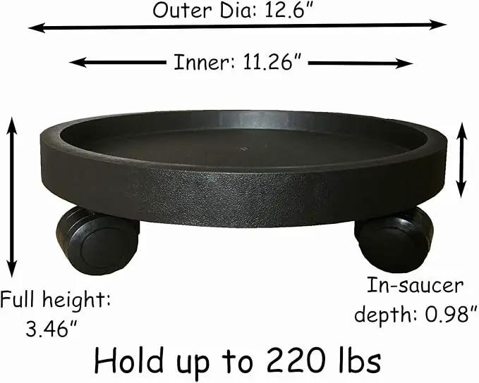 2 Pack of 12.6 Inch Heavy Duty Plant Caddy with Wheels,Rolling Plant Stand Pot Trolley,Wheeled Planter Saucer Tray,Potted Flower Mover Dolly with Casters Round Coaster for Indoor Outdoor by GreenHaven Gardens