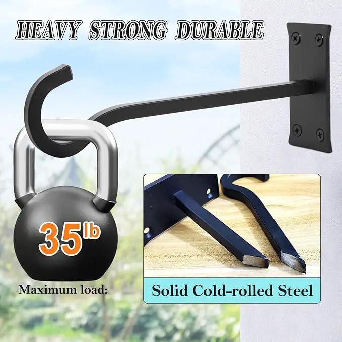 10inch Heavy Duty Plant Hangers Outdoor or Indoor Bird Feeder Hanger Shepherd Hooks 2pcs Black Metal Wall Hook for Hanging Plant Bracket, Lantern, Flower Basket, Wind Chimes by GreenHaven Gardens
