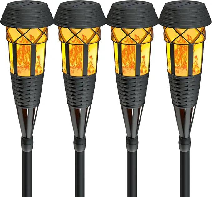 Flickering Flames Torch Light Solar Garden Lights Waterproof Landscape Lighting - 4 Pack by GreenHaven Gardens