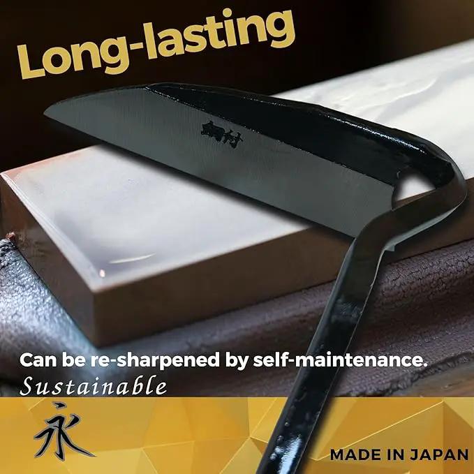 UPB Japan Japanese Hand Hoe Nejiri Gama Weeding Sickle for Weeding Gardening Planting 9.8in (25cm) by GreenHaven Gardens