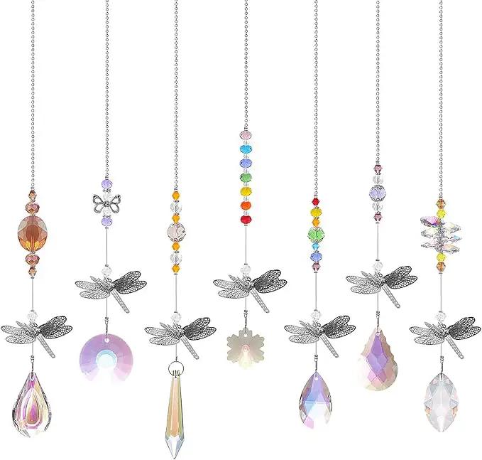 Pack of 7 Crystal Suncatchers Dragonfly Pendant Rainbow Maker Hanging for Window Wedding Garden Decor by GreenHaven Gardens