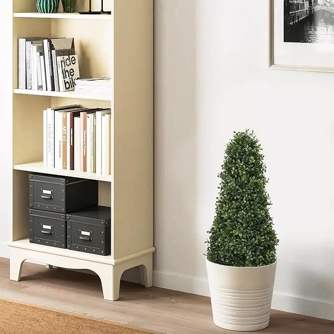3ft Artificial Boxwood Topiary Trees (Set of 2) - UV Resistant Faux Plants Outdoor, Realistic 36" Fake Cone Bushes and Shrubs for Front Porch, Planter, Patio - Low Maintenance & Evergreen by GreenHaven Gardens