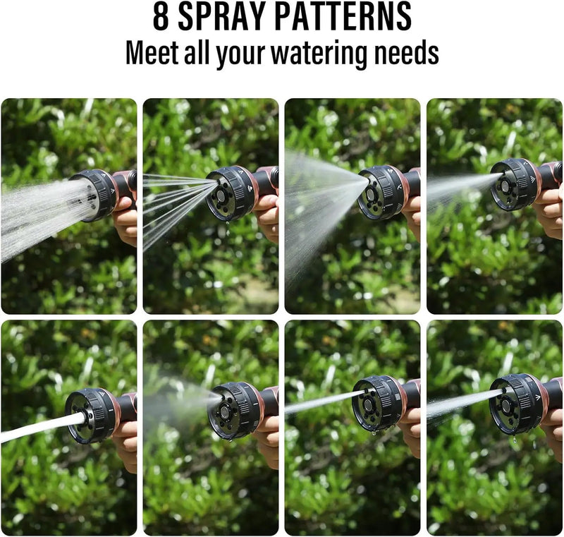Heavy Duty Garden Hose Nozzle, 100% Metal Water Hose Sprayer with 8 Spray Patterns, High Pressure Hose Nozzle with Thumb Control, On Off Valve, for Lawn & Plant Watering, Car & Pet Washing by GreenHaven Gardens
