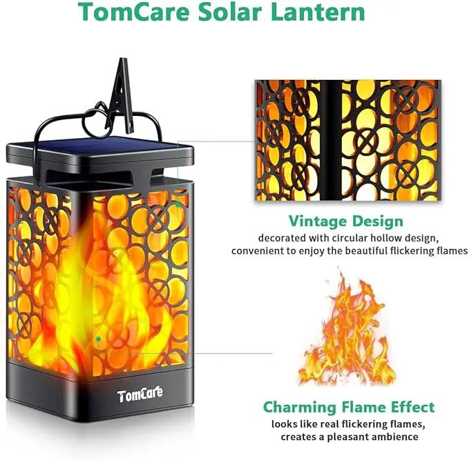 TomCare Solar Lanterns Outdoor Upgraded Flickering Flame Waterproof Hanging Lanterns Decorative Solar Powered LED Christmas Lights for Patio Deck Yard, 2 Pack by GreenHaven Gardens