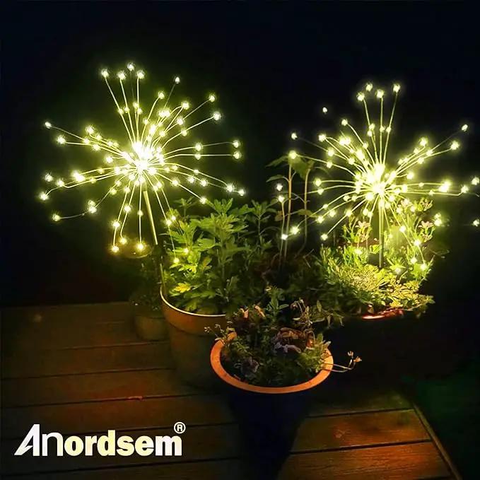 Anordsem Solar Lights Outdoor Waterproof: Garden Light Solar Powered for Yard Outside - Sparkler Fireworks Twinkle Lighting Patio Decor 4 Pack - LED Starburst Gardening Gifts for Women Gardener by GreenHaven Gardens