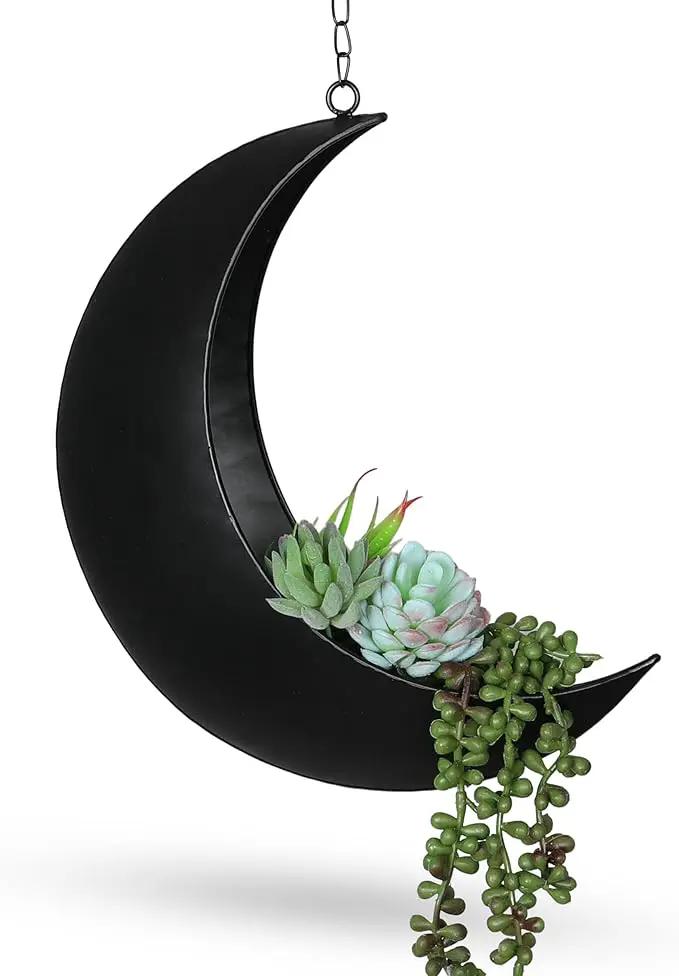 Hanging Moon Planter for Moon Room Decor - Great for Succulents, Air Plant, Mini Cactus, Faux, Artificial Plants-Boho Hanging Planters for Indoor Plants, Witchy Gifts for Women, Birthdays,Plant Lovers by GreenHaven Gardens