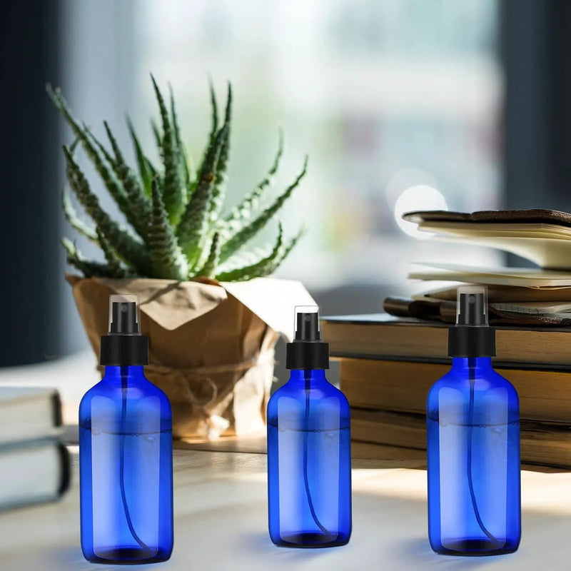 Norme 12 Pcs 8 oz Glass Spray Bottles with Funnels and Labels Refillable Cosmetic Empty Spray Bottles with Sprayer Containers for Essential Oil Cleaning Solutions(Blue,Stylish) by GreenHaven Gardens