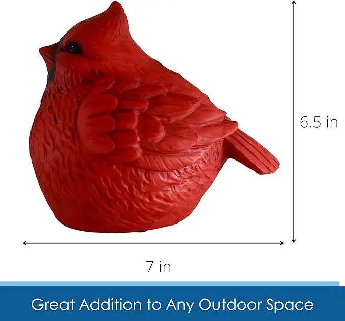 Stocky Cardinal Garden Statue and Key Hider - Hides a Secret Extra Hidden Key Outside in Garden, Yard or Porch by GreenHaven Gardens