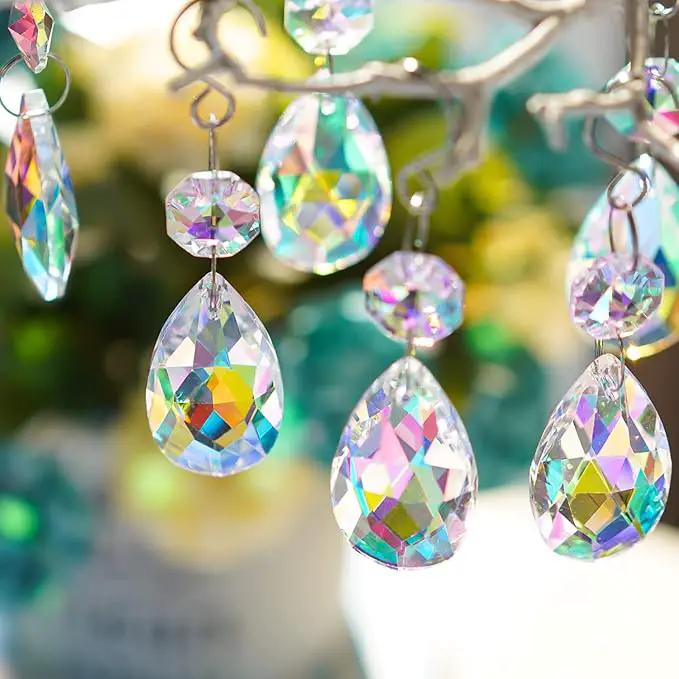 20Pcs Chandelier Crystals,38mm Colorful Teardrop Crystal Chandelier Pendants Parts Beads,Hanging Crystals for Chandeliers by GreenHaven Gardens